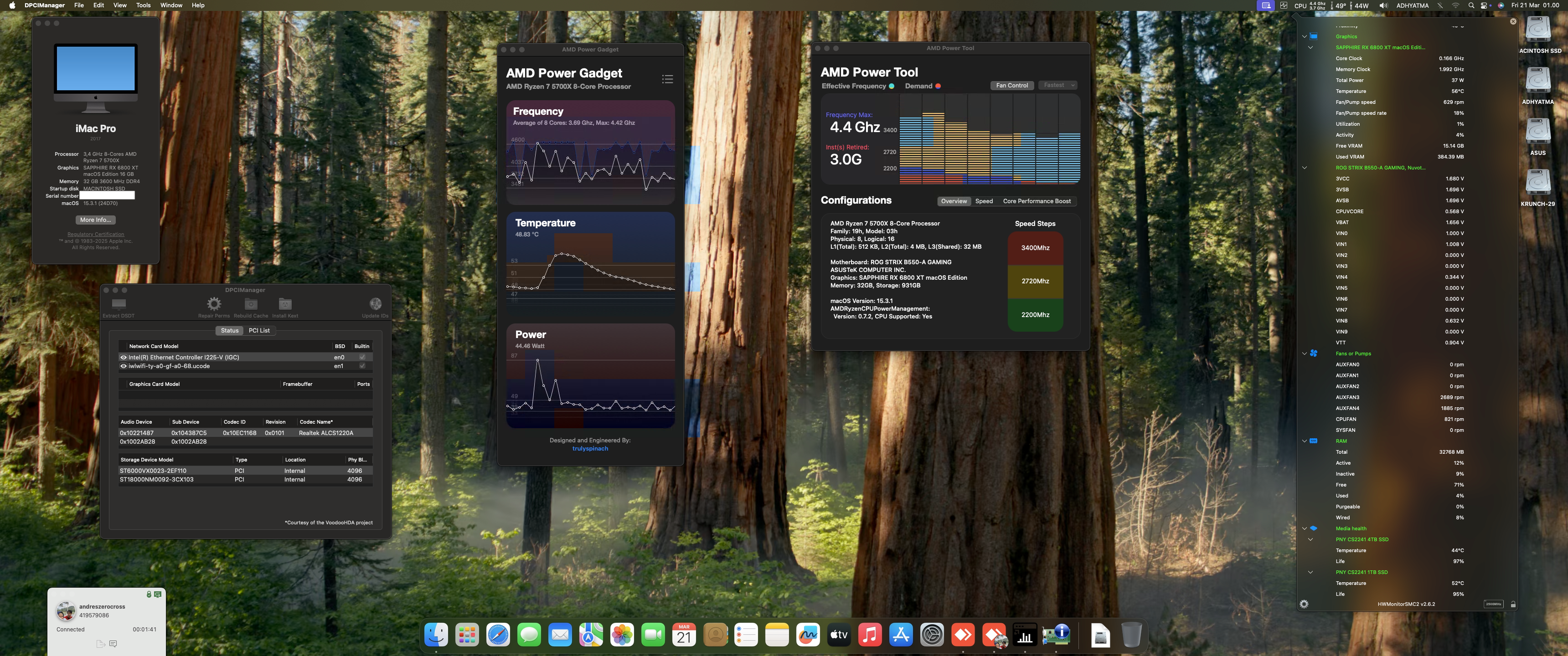 Success Hackintosh macOS Sequoia 15.3.1 Build 24D70 in Asus ROG Strix B550-A Gaming + AMD Ryzen 7 5700X + Sapphire RX 6800 XT